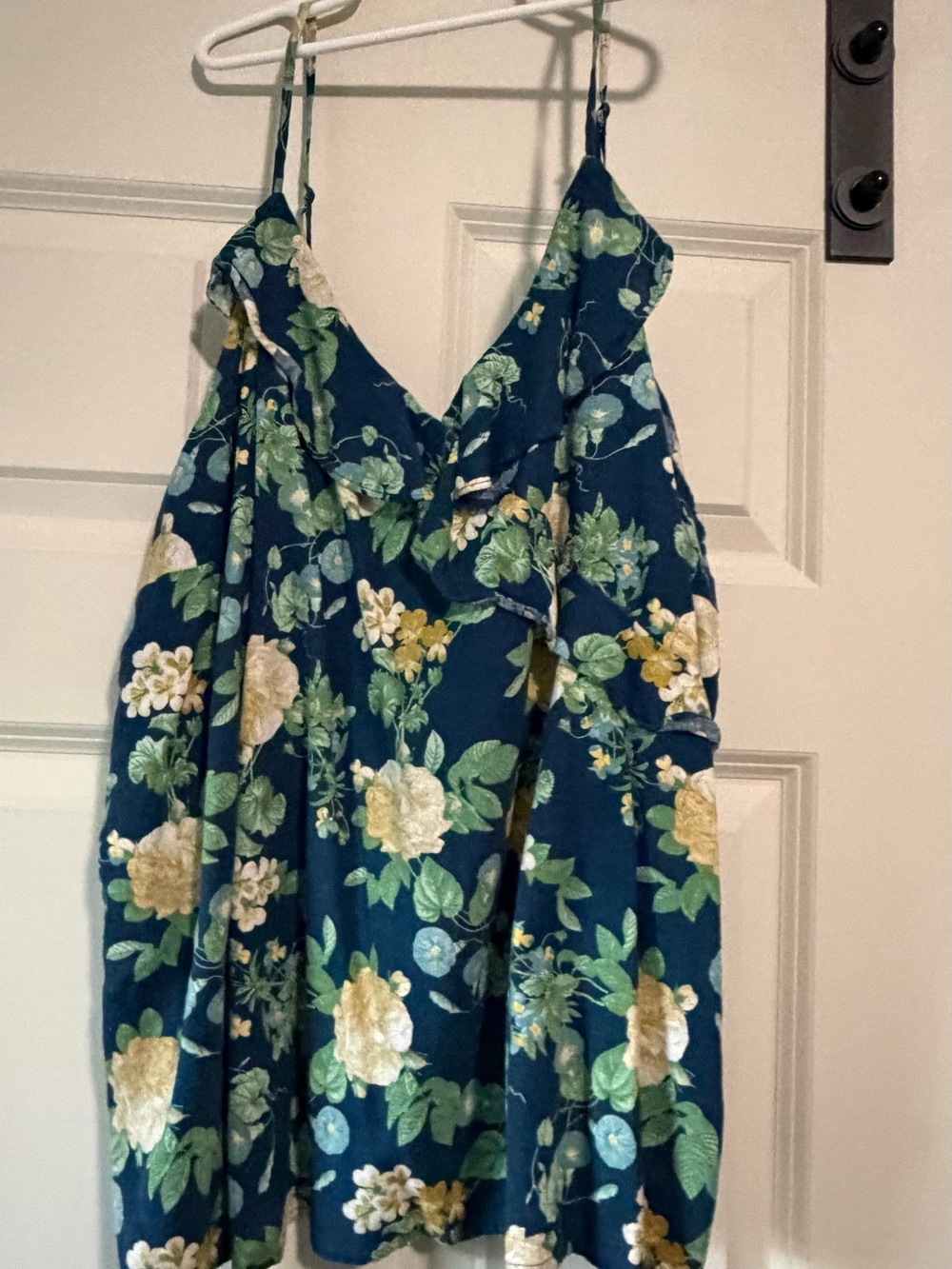 Old Navy Navy Floral Jacket with Green and Cream Accents